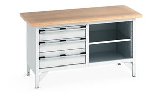 1500mm Wide Storage Benches Bott Bench1500Wx750Dx840mmH - 3 Drawers, 1 Shelf & MPX Top